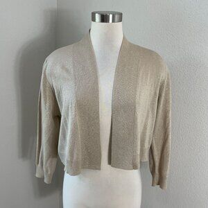 Calvin Klein Womens XL Metallic Shrug Open Cardigan Crop Gold Shimmer Bolero